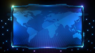 蓝色发光科技的抽象未来背景科幻框架hud ui