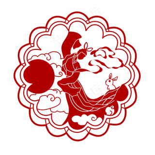 中秋奔月嫦娥剪纸
