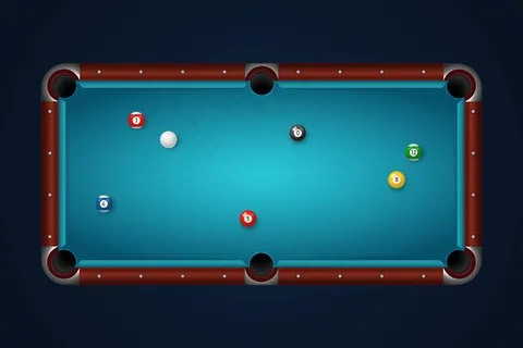 带球的台球桌俯视图