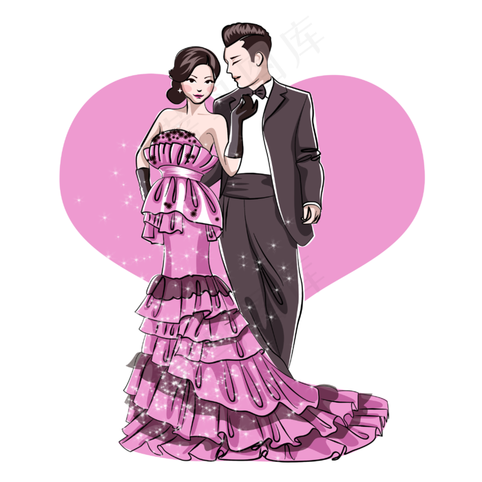 七夕情人节粉色唯美卡通情侣PN