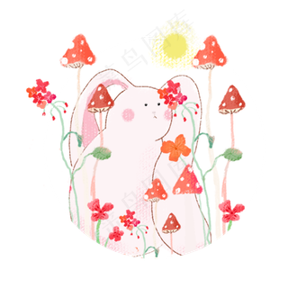 兔子中秋可爱卡通商用元素