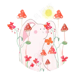 兔子中秋可爱卡通商用元素