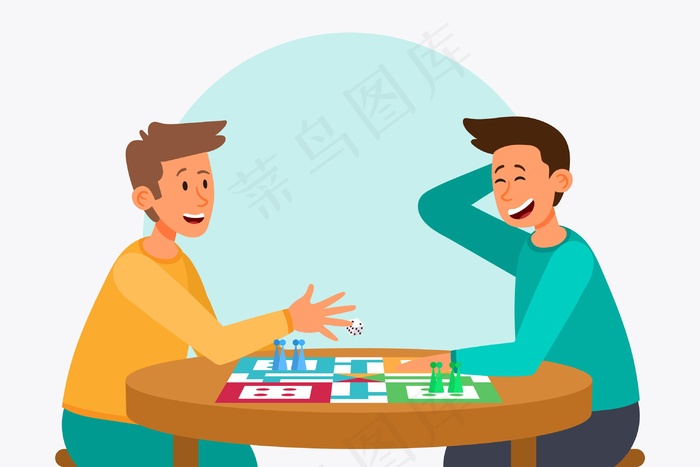 玩ludo游戏的朋友eps,ai矢量模版下载