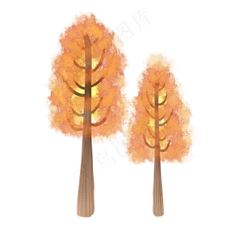 秋天橙色树木