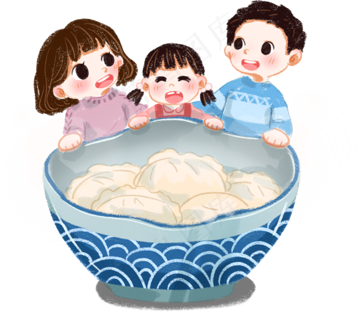 立冬时节一家三口一起吃饺子