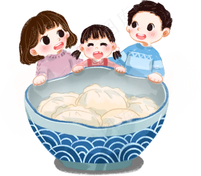 立冬时节一家三口一起吃饺子(2000X2000(DPI:350))psd模版下载