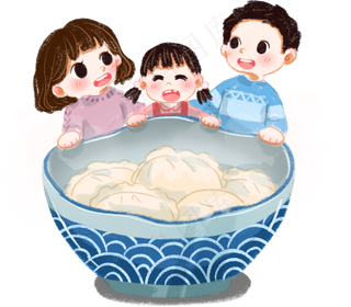 立冬时节一家三口一起吃饺子