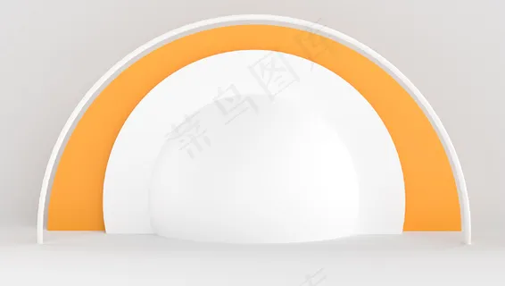 具有最小抽象背景的白色和橙色3d渲染。有形状和几何的舞台表演。 具有最小抽象背景的白色和橙色3d渲染。有形状和几何的舞台表演。