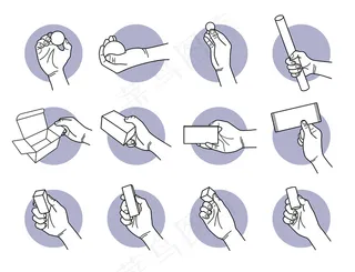 手拿随机的物体和形状。