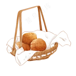 中国风水彩画中秋节月饼