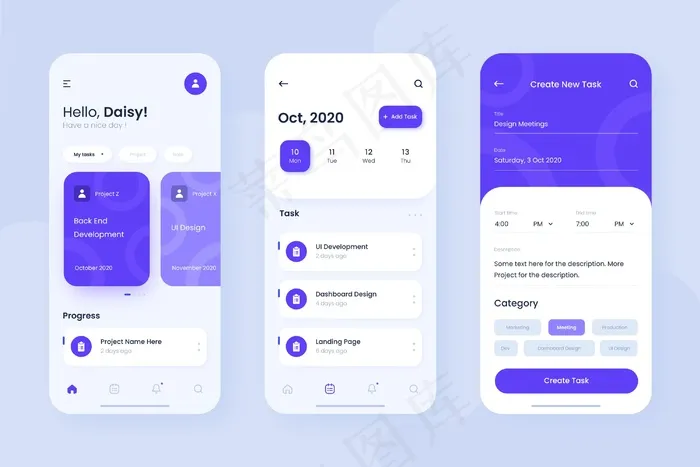 任务管理应用程序屏幕eps,ai矢量模版下载