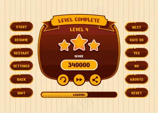 设计一套完整的得分按钮游戏弹出窗口，图标，窗口和元素创造中世纪的rpg视频游戏