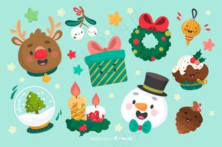 蓝色背景圣诞元素系列