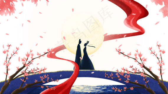 七夕情人节牛郎织女天空云月亮