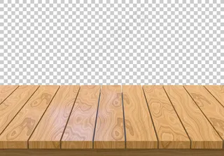 透明背景上隔离的木质桌面