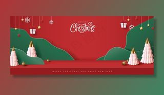 圣诞快乐横幅banner工作室带复制空间的桌房产品展示