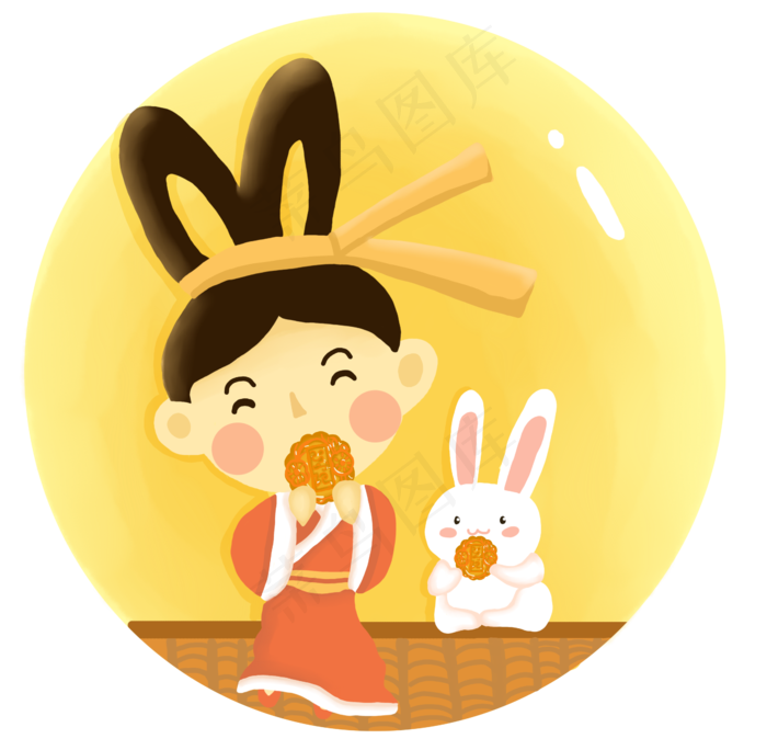 嫦娥兔子快乐吃月饼(2332X2279(DPI:96))psd模版下载