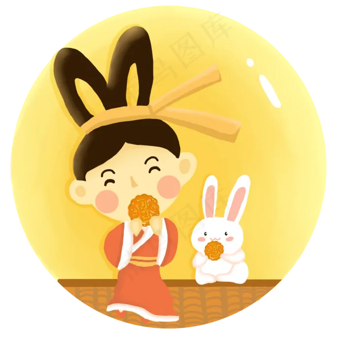 嫦娥兔子快乐吃月饼(2332X2279(DPI:96))psd模版下载