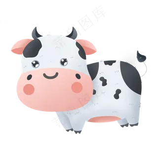 清新可爱小牛卡通图案