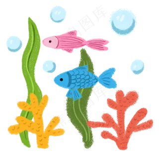 儿童节蜡笔风海底世界