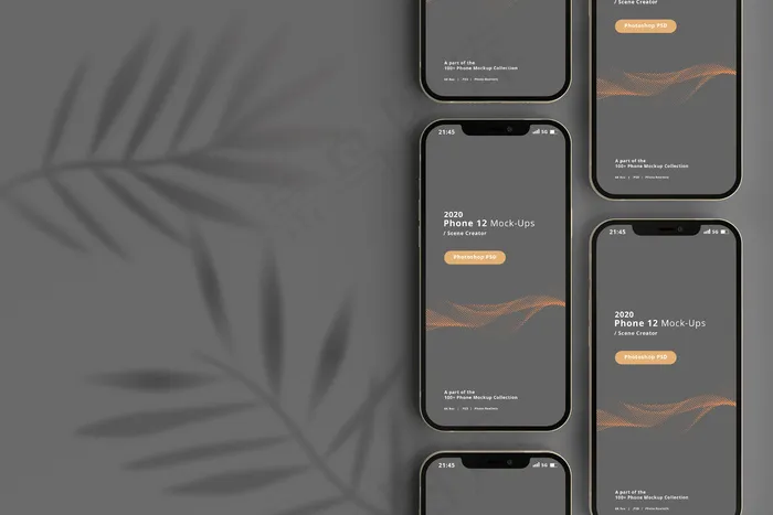 带阴影覆盖的智能手机模型样机psd模版下载