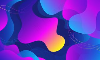 动态运动中具有现代几何流体形状的液体梯度背景的抽象彩色图案