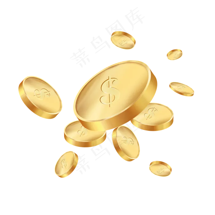金色游戏币元素(4000X4000(DPI:300))ai矢量模版下载