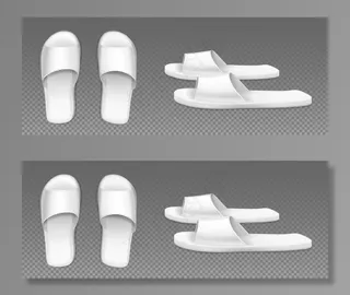 白色拖鞋顶部和侧视图鞋类的家