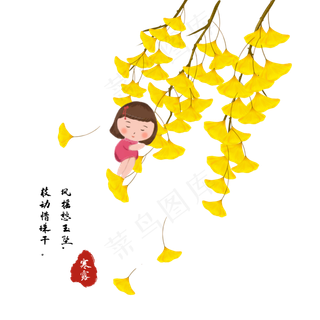 女孩银杏节气寒露