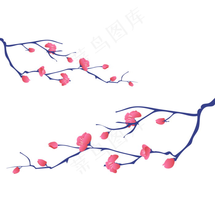 红色梅花植物插画
