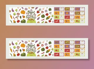 可爱的彩色水平日历。