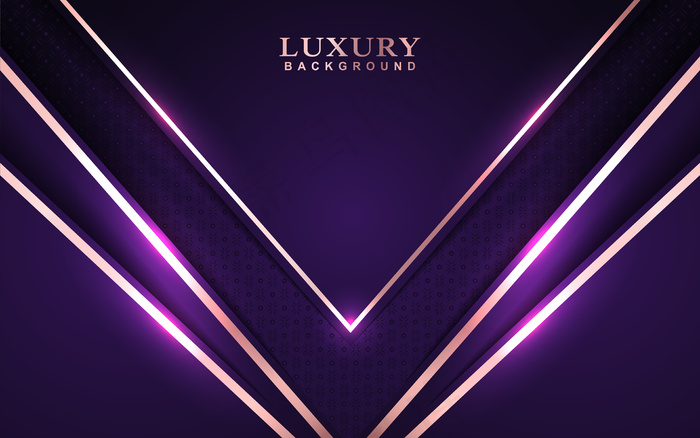 奢华紫色背景，玫瑰金装饰