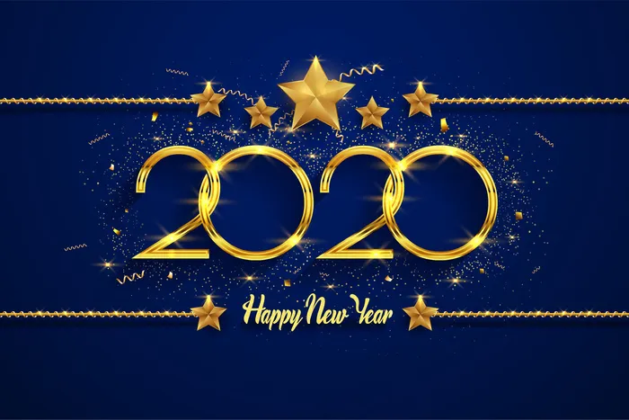 2020新年快乐金色文字背景eps,ai矢量模版下载