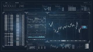 抬头显示器。抬头显示器。未来矢量hud界面屏幕设计。外汇交易图表。未来科技hud屏幕。