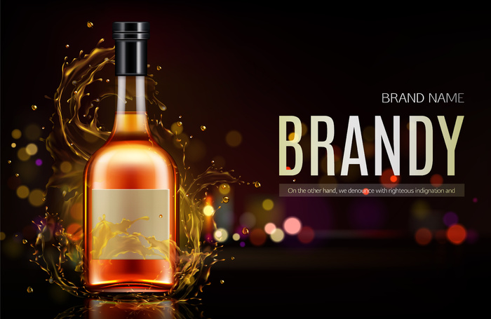 白兰地酒瓶横幅banner