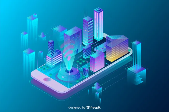 等距智能城市背景eps,ai矢量模版下载
