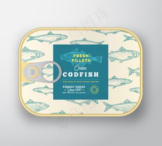 罐头鱼标签模板。