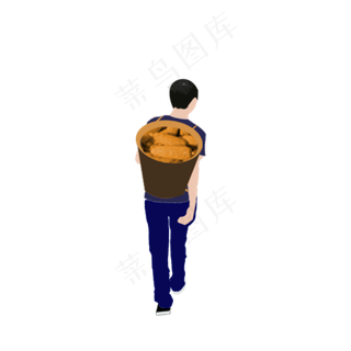 立秋手绘秋收背背篓人物