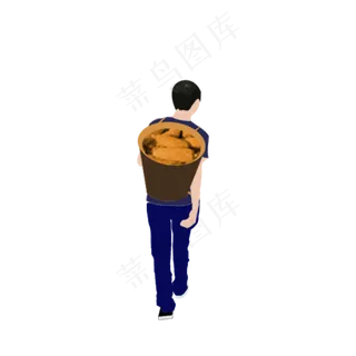 立秋手绘秋收背背篓人物