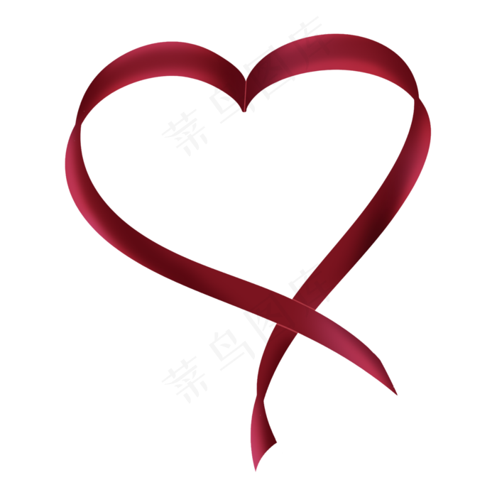 深红色七夕情人节心形彩带丝带飘