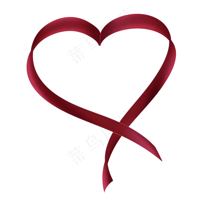 深红色七夕情人节心形彩带丝带飘(2000X2000(DPI:300))psd模版下载
