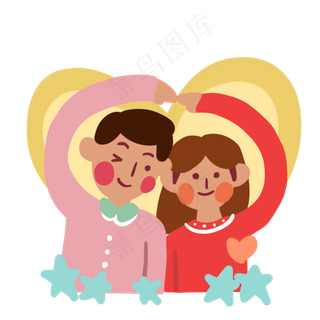 七夕情人节恋爱唯美手绘情侣