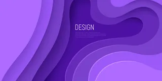 紫色剪纸设计与三维粘液抽象背景和紫色波浪层。