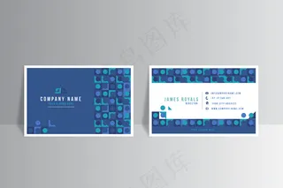 公司名片模板采用抽象经典蓝色设计