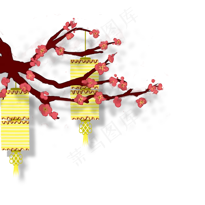 春节梅花金色灯笼(3000X3000(DPI:299))psd模版下载