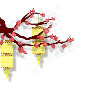 春节梅花金色灯笼
