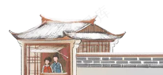 立冬主题之水墨古风建筑风景