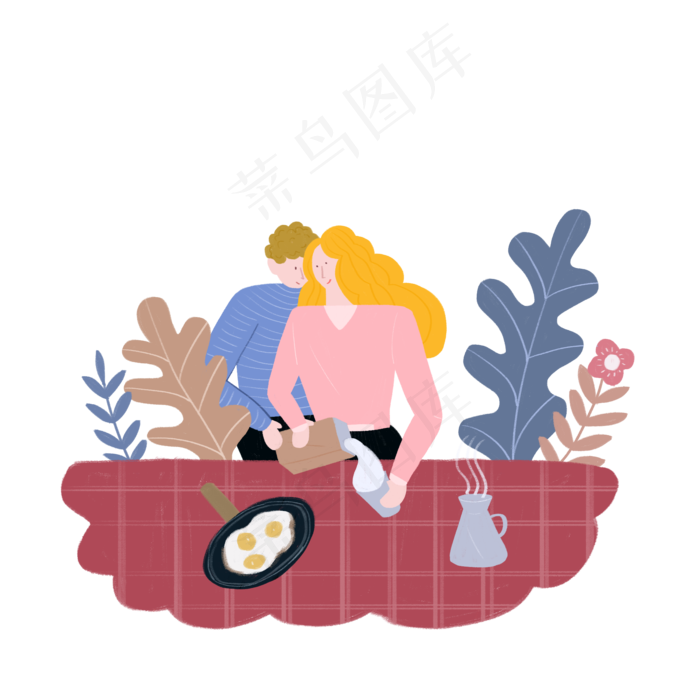 情人节七夕情侣相拥做早餐