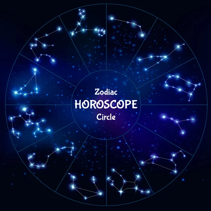 真实的黄道十二宫，圆形，夜空中的星座集合eps,ai矢量模版下载
