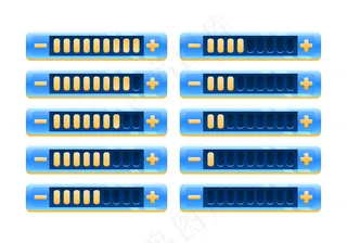 一套奇幻蓝色空间游戏ui进度条面板和增加和减少按钮